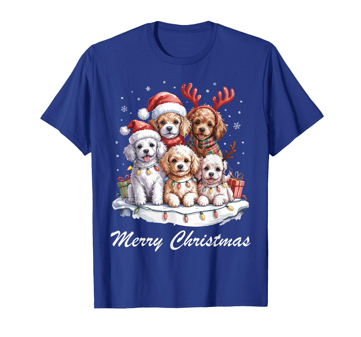 Poodle Merry Christmas Funny Dog Lovers Holiday Pajama T-Shirt