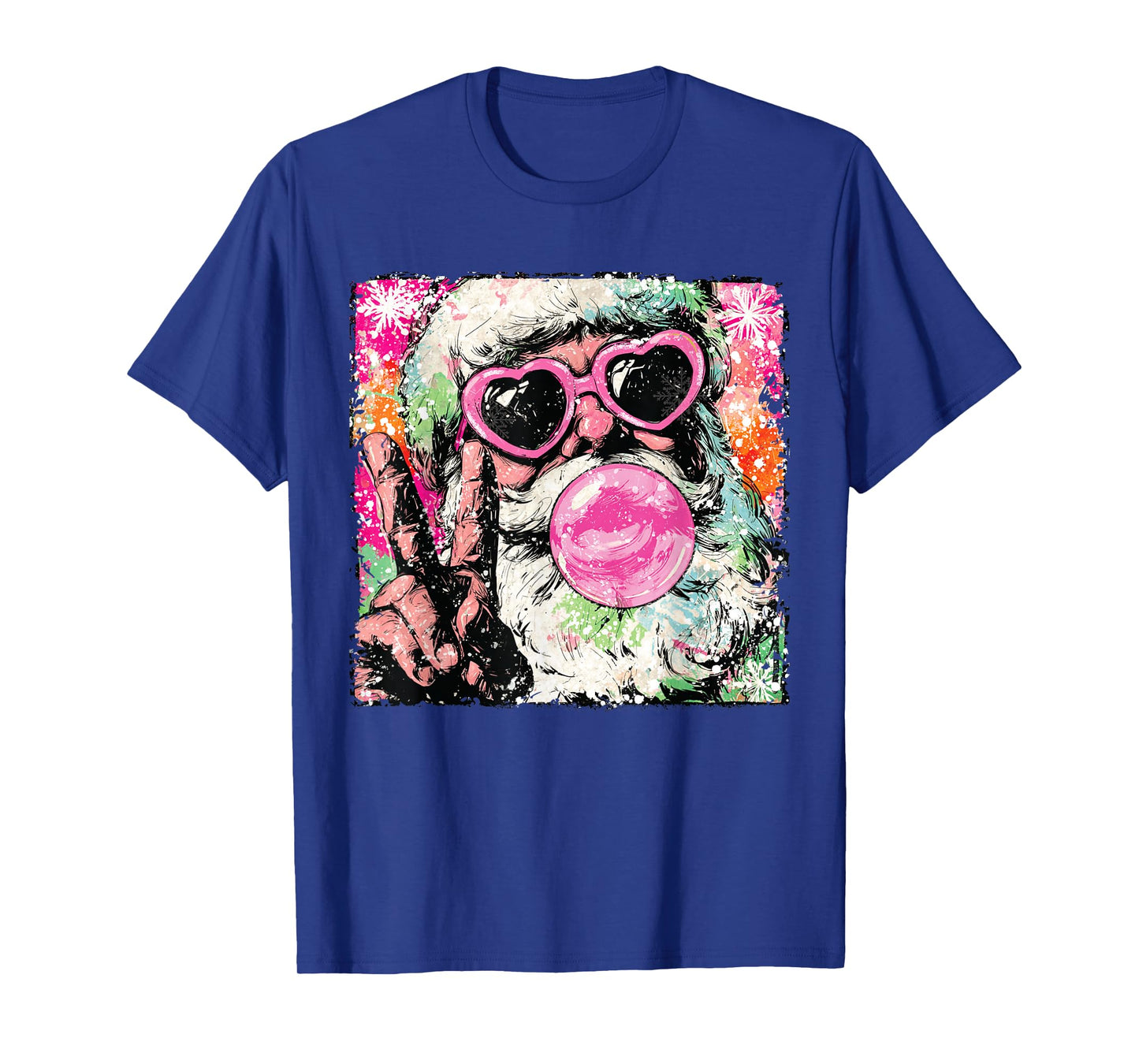 Vintage Santa Christmas Bubble Gum Pink Sunglasses T-Shirt