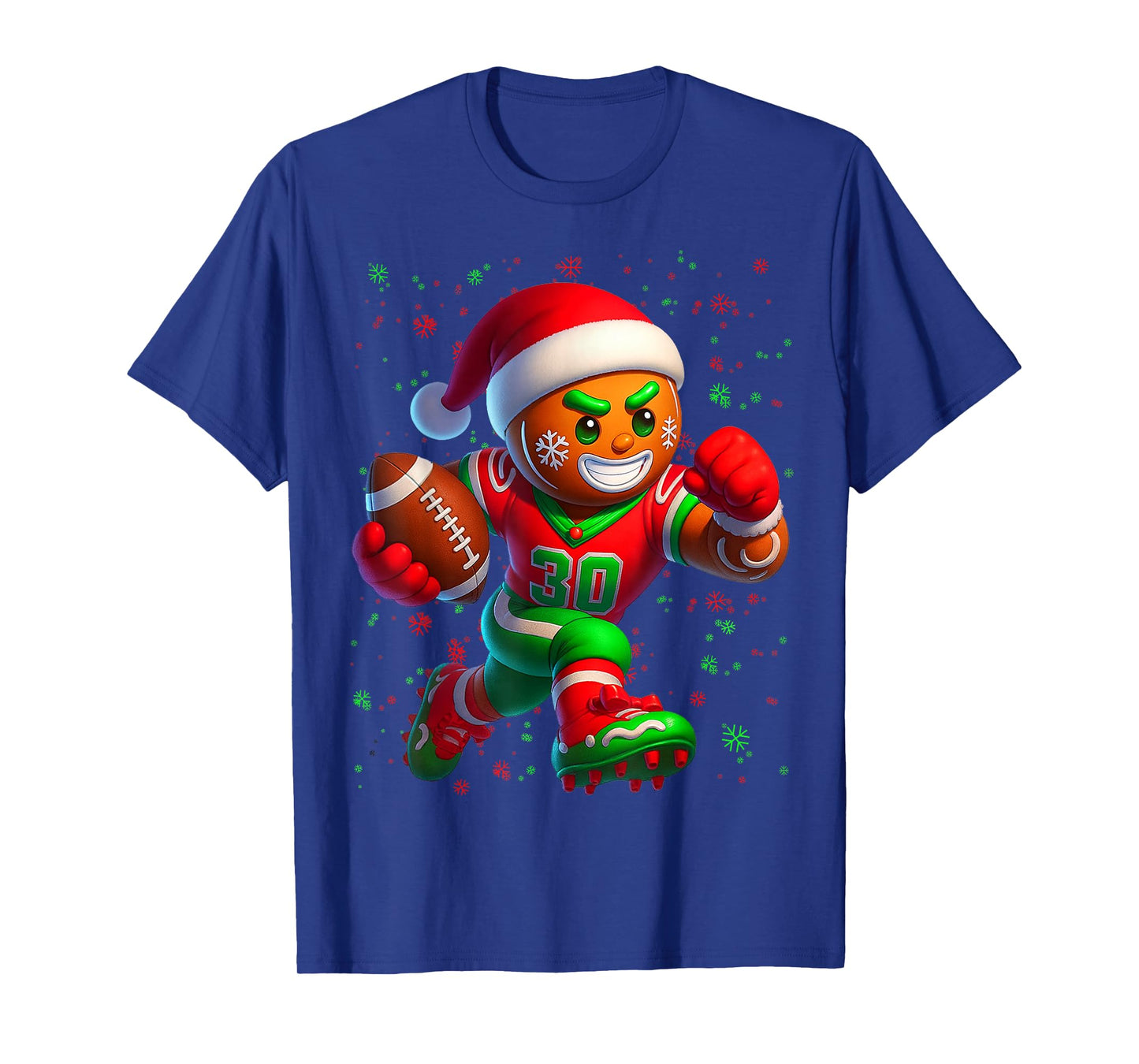 Funny Gingerbread Football Snowflake Christmas Xmas Men Boys T-Shirt