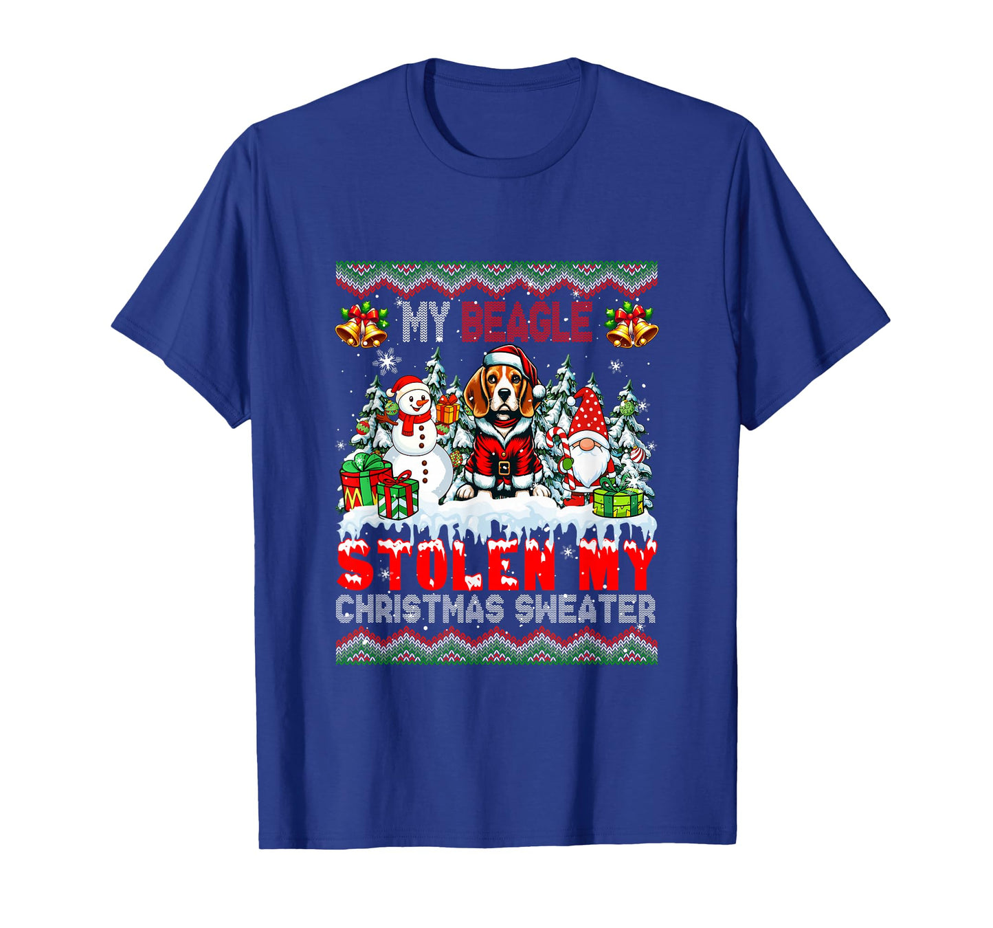 My Beagle Stolen My Christmas Sweater Santa Dog Gnome T-Shirt
