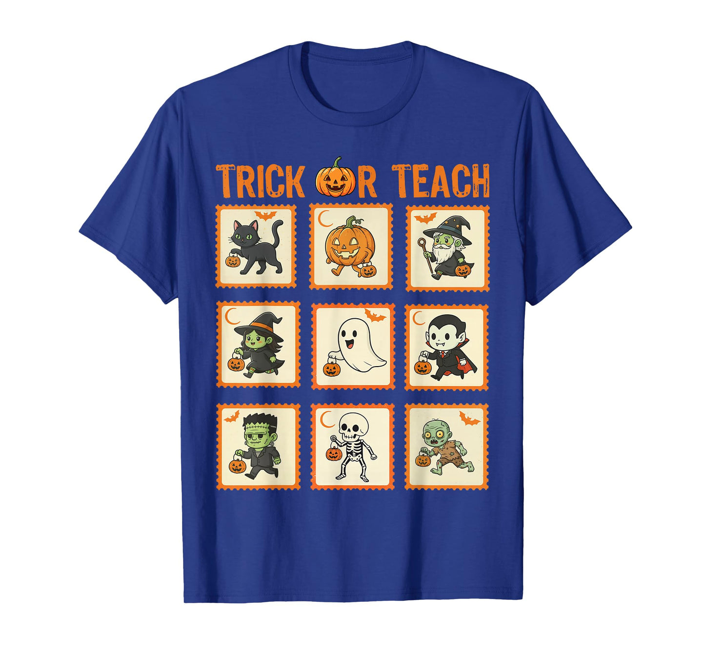 Halloween Teacher Stamps Cute Costumes Trick Or Teach Kids T-Shirt