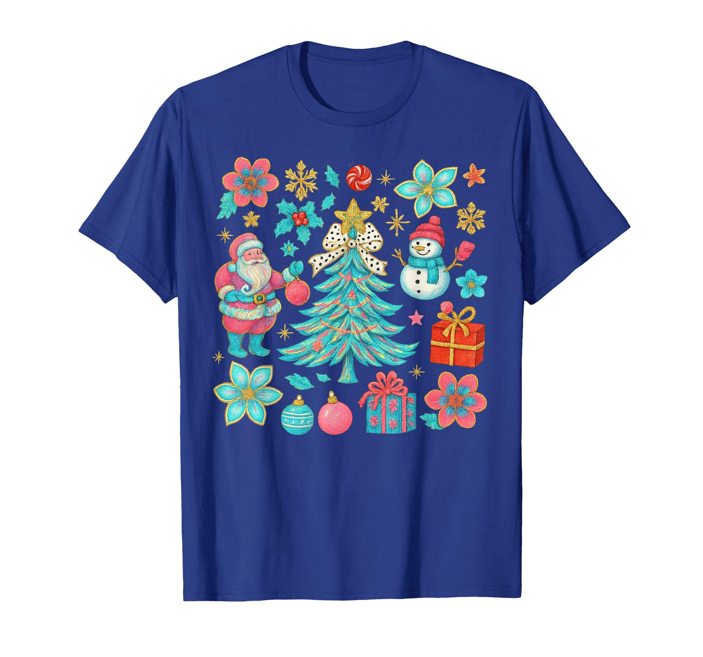 Preppy Coquette Christmas Snowm 2025 Funny Family Matching T-Shirt