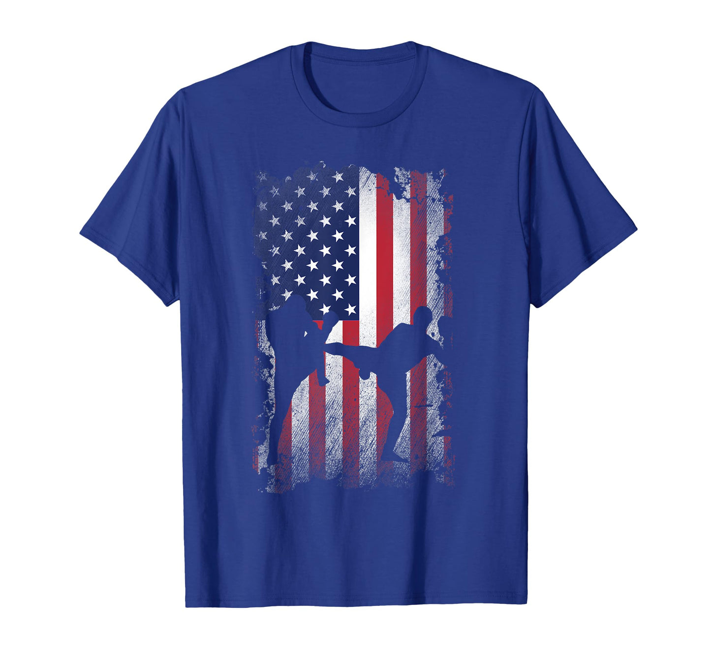 Distressed American Flag Kick Boxing USA Patriotic Gift T-Shirt for Women Kids Men