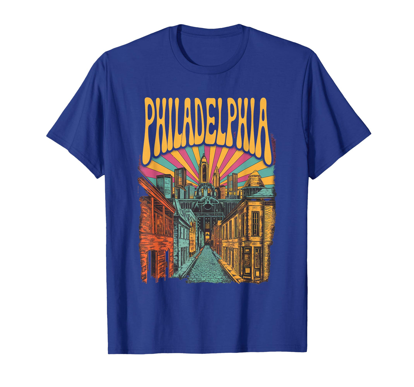 Vintage Philadelphia Pennsylvania Skyline Cityscape Retro T-Shirt