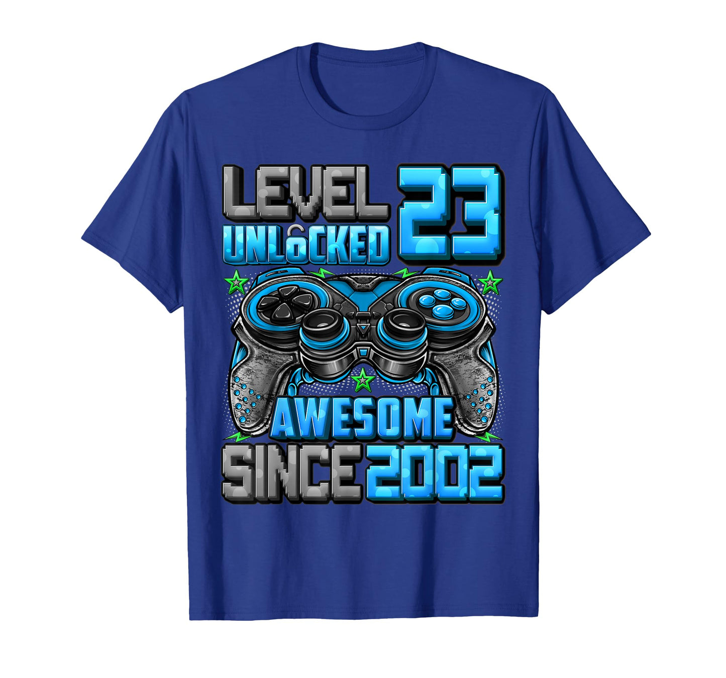 Level 23 Unlocked Awesome Since 2002 23rd Birthday Gaming T-Shirt