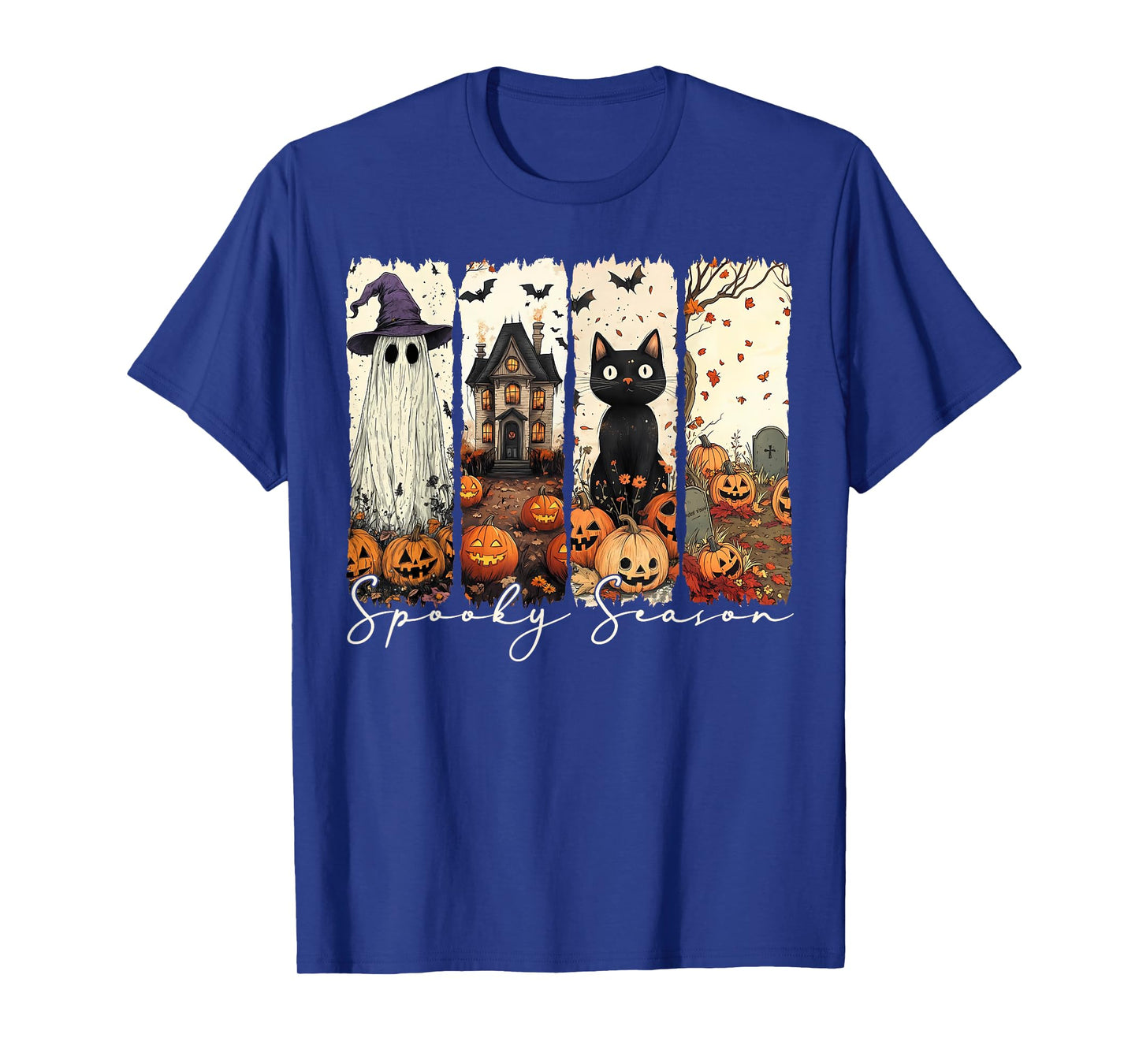 Spooky Season Vintage Halloween Ghost Pumpkin Coquette Bow T-Shirt
