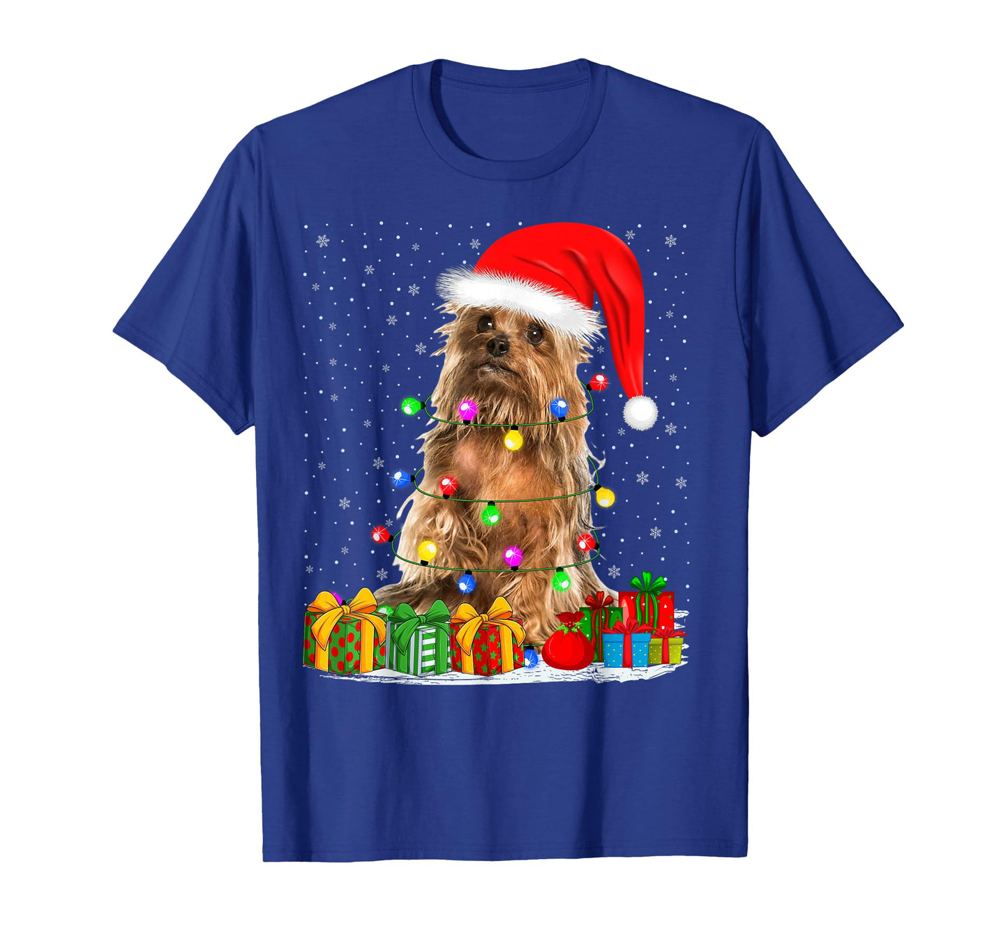 Yorkshire Terrier Dog Christmas Lights Sweater Santa Xmas T-Shirt