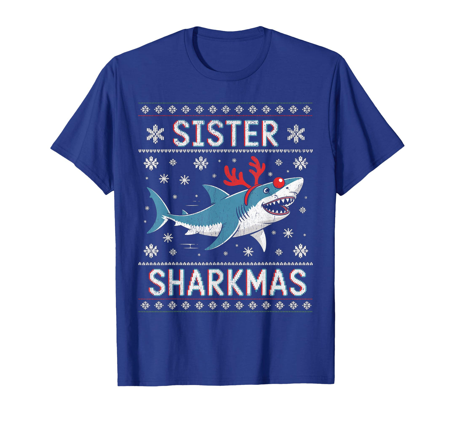 Sister Sharkmas Funny Shark Santa Hat Ugly Christmas Sweater T-Shirt