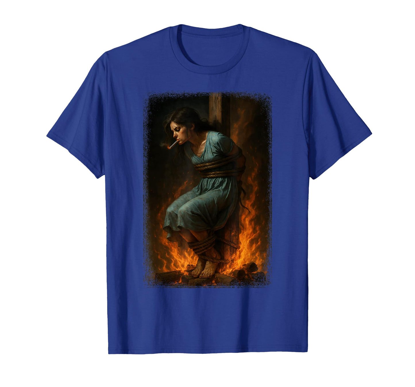 Witch Lighting Cigarette with Flames Occult Unholy Funny T-Shirt