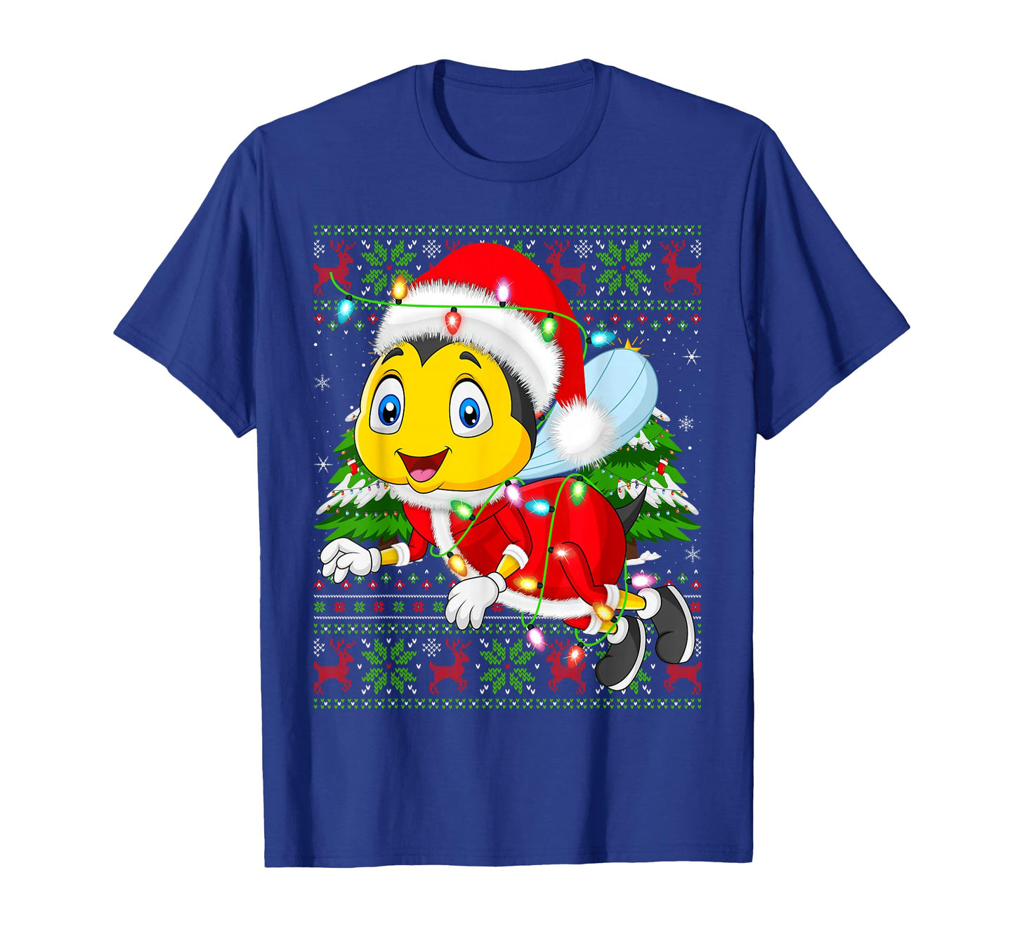 Bees Christmas Lights Santa Costume Ugly Xmas Sweaters T-Shirt