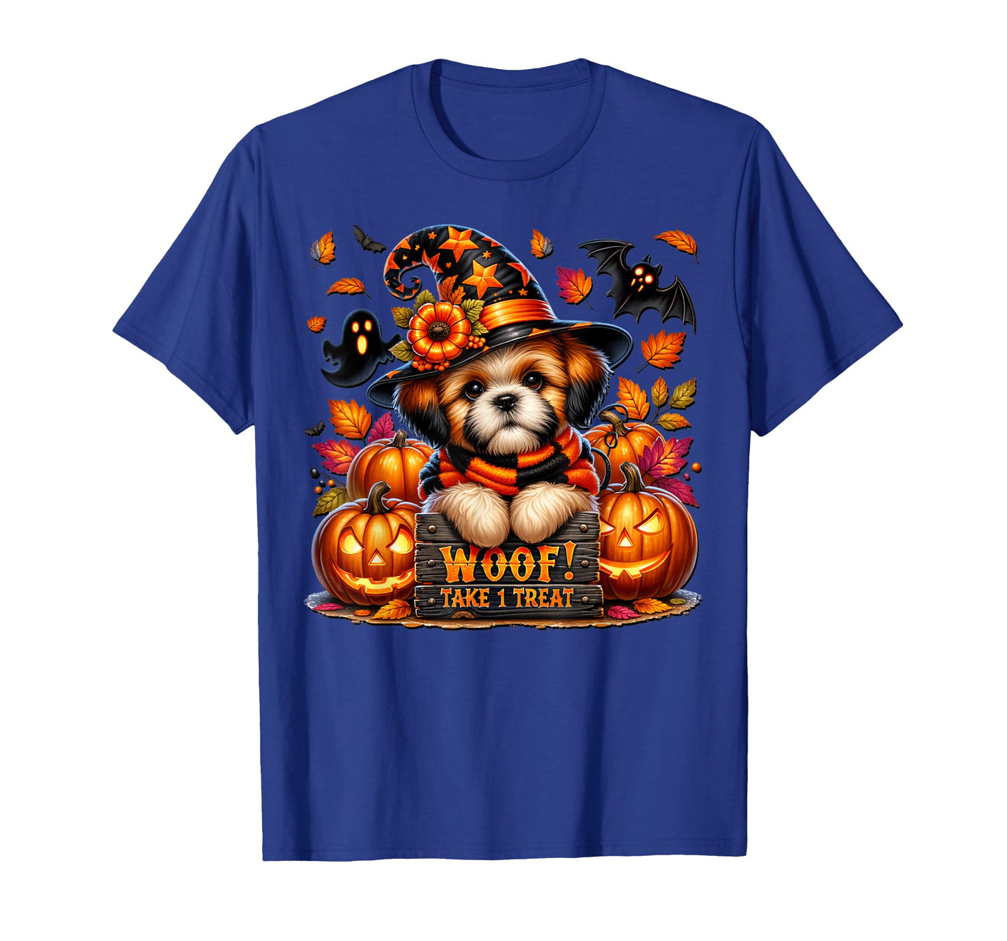 Shih Tzu Halloween Pumpkin Ghost and Bat for Shih Tzu Mom T-Shirt