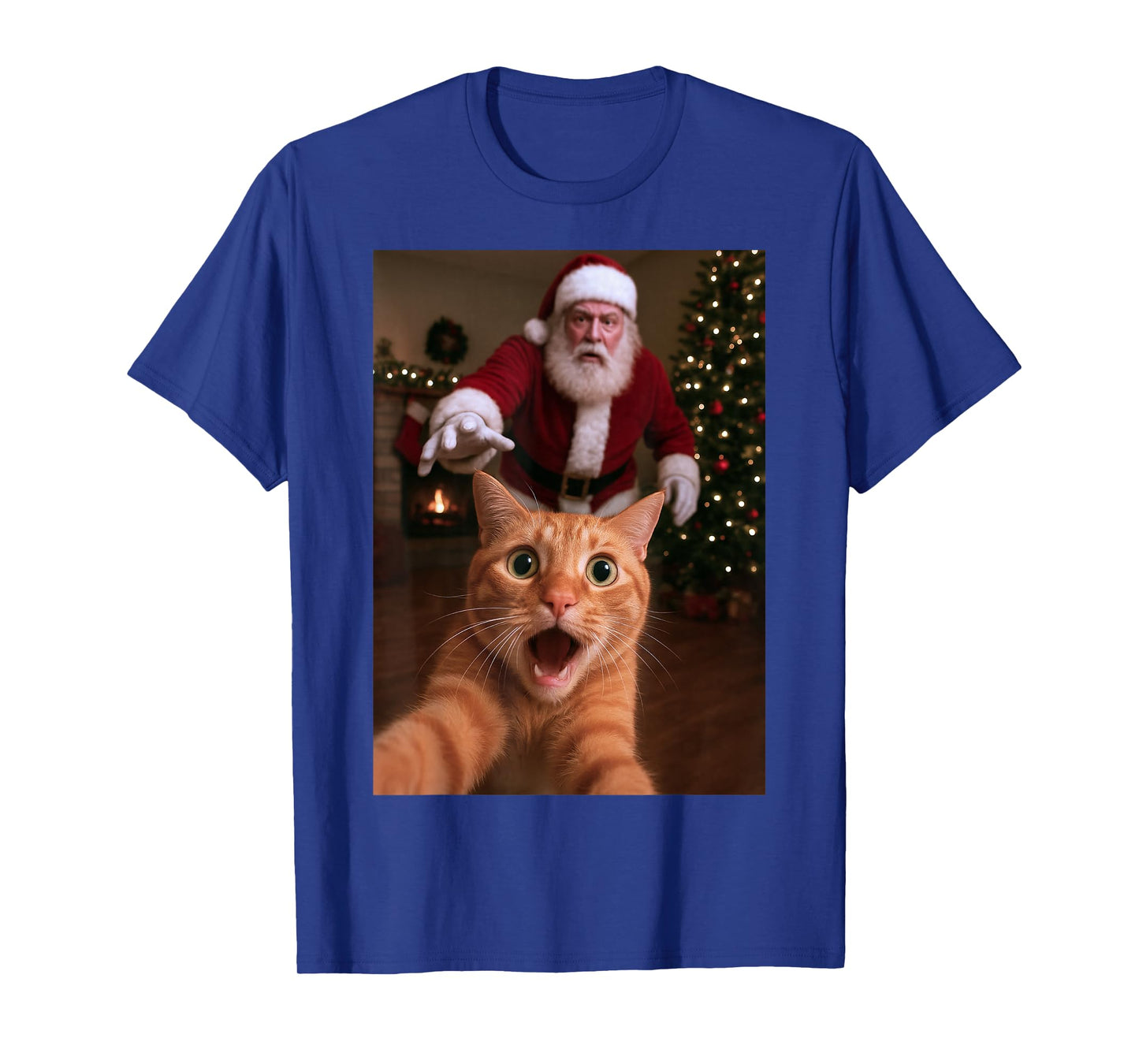 Cat Selfie Santa Claus Funny Christmas Kitty Humor T-Shirt