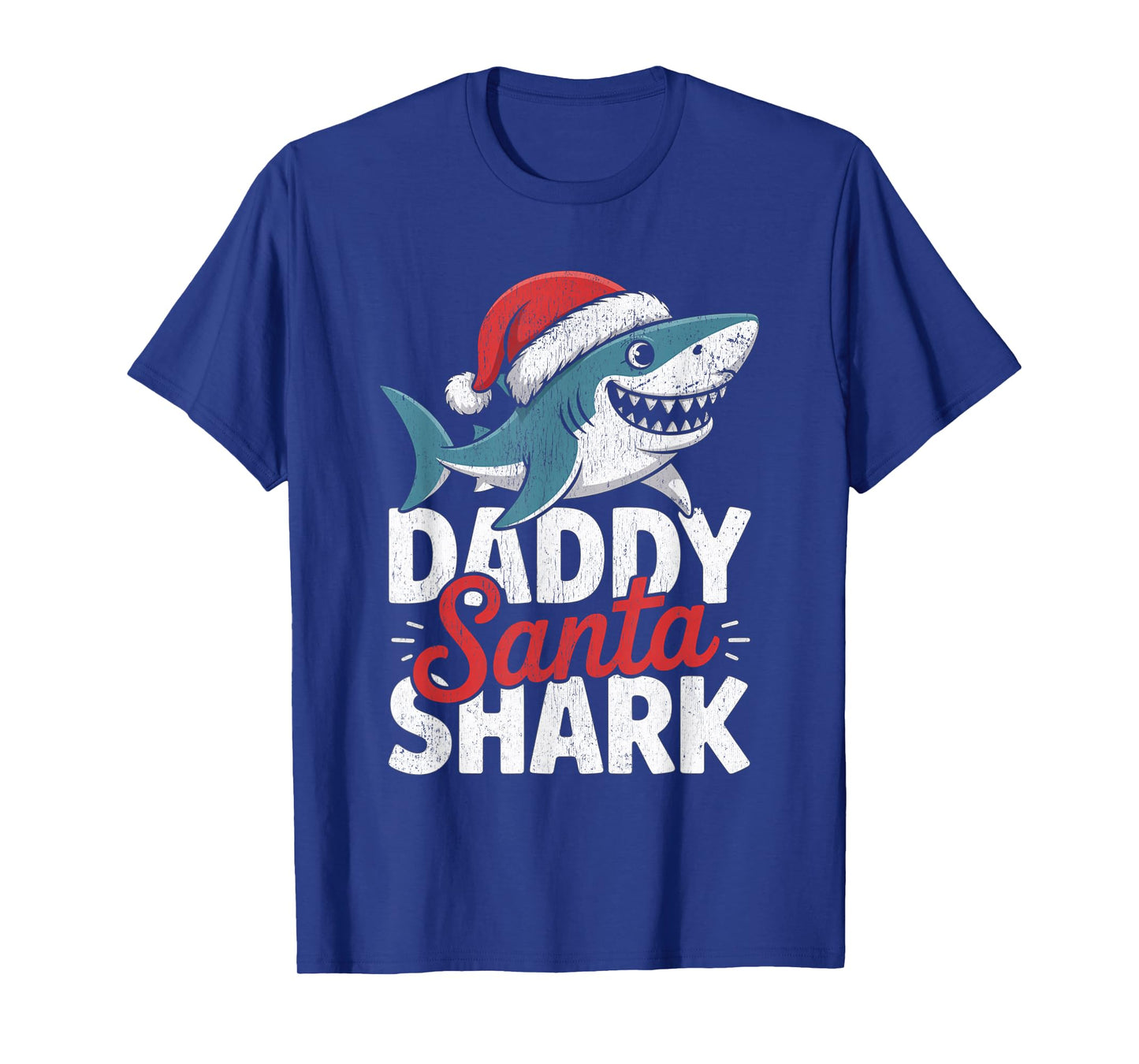 Papa Sharkmas Funny Shark Santa Hat Ugly Christmas Sweater T-Shirt