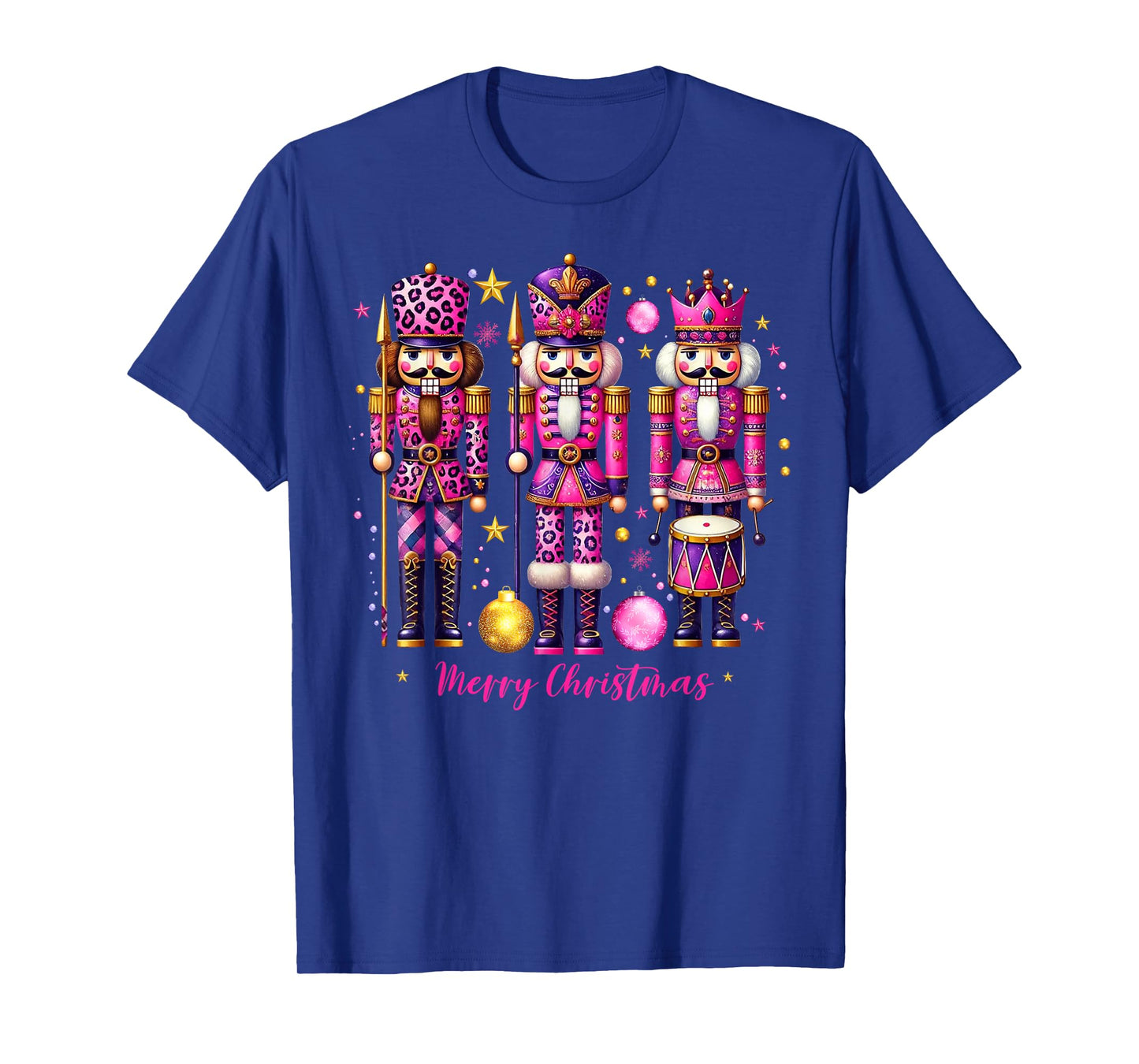 Leopard Nutcracker Pink Christmas 2024 Xmas Pajamas Matching T-Shirt