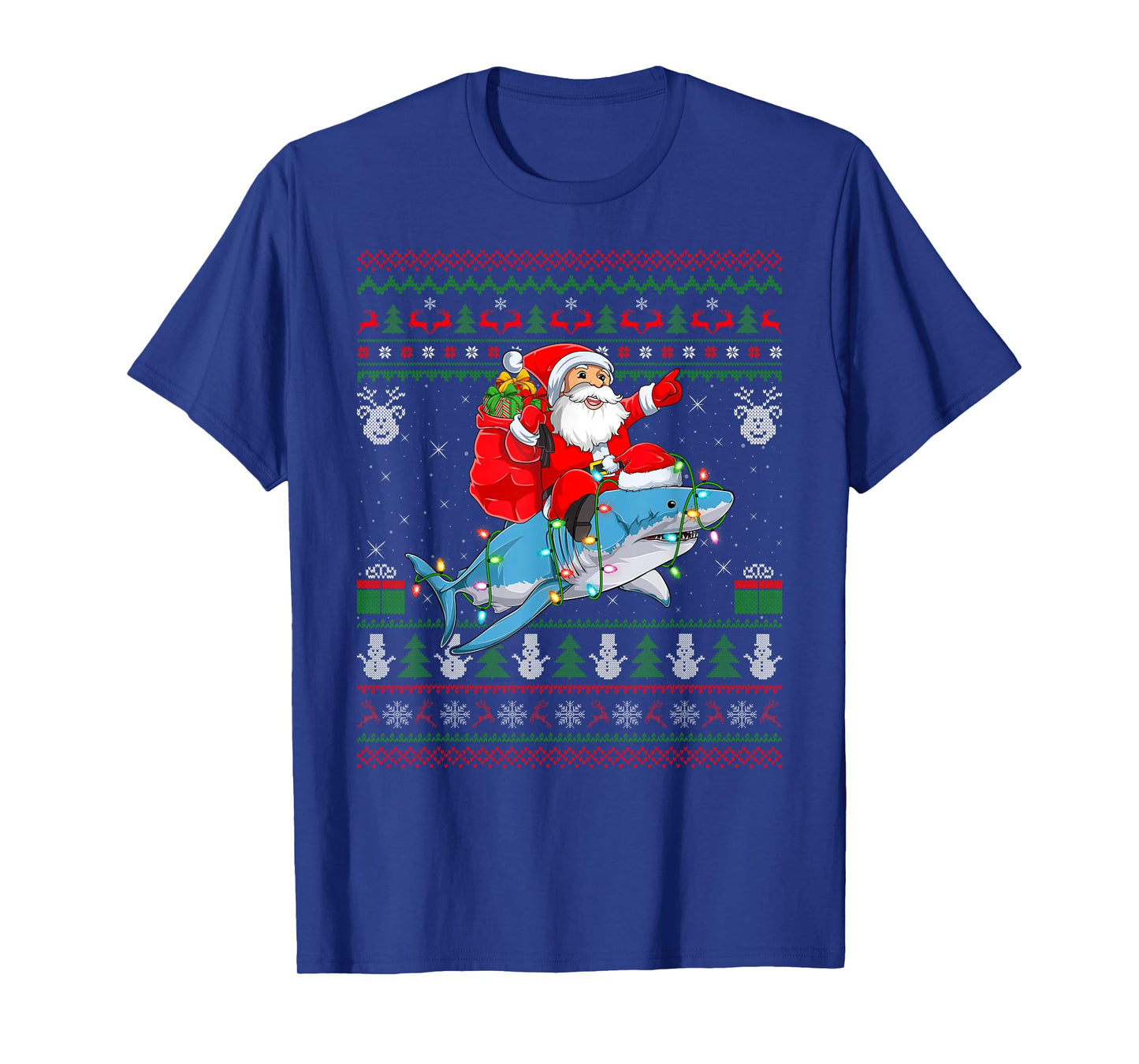 Funny Santa Riding Shark Ugly Christmas Sweaters Sharkmas T-Shirt