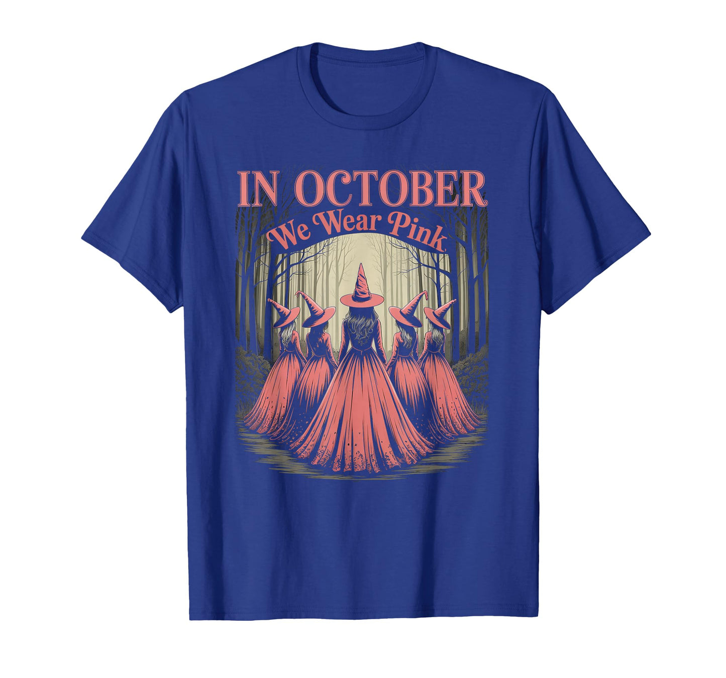 Retro in October We Wear Pink Witch Breast Cancer Awareness T-Shirt