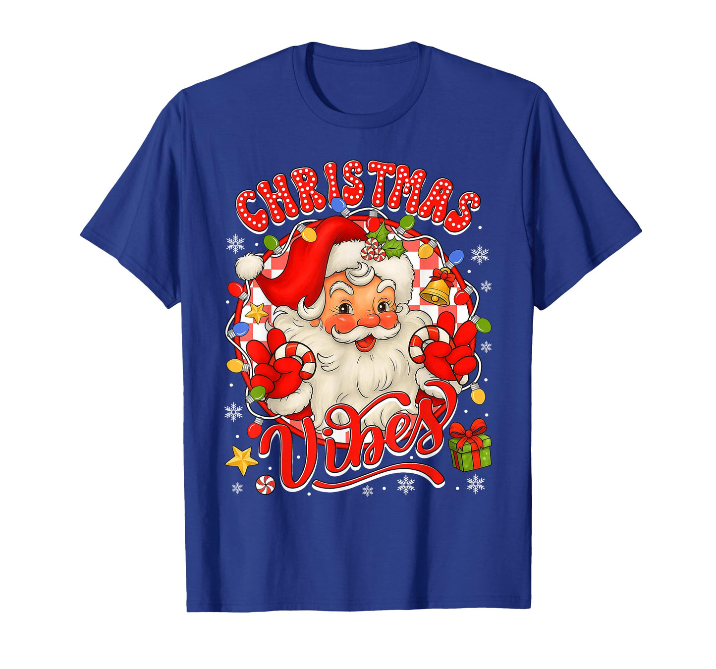 Vintage Santa Claus Christmas Vibes Pajamas Xmas Women Girls T-Shirt