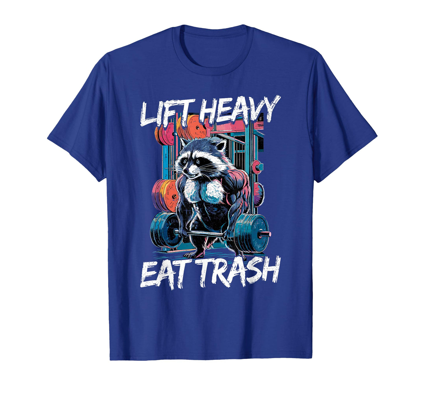 Lift Heavy Eat Trash Weightlifting Bodybuilding Gym Raccoon T-Shirt, Small, Black