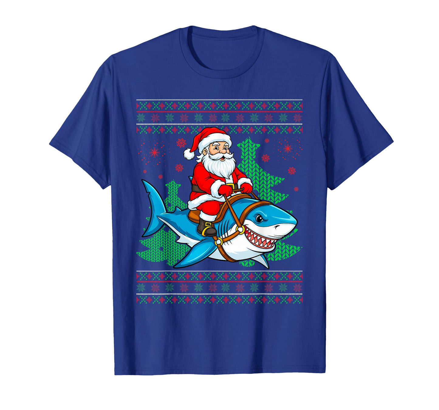 Ugly Xmas Santa Riding Shark Christmas T-Shirt