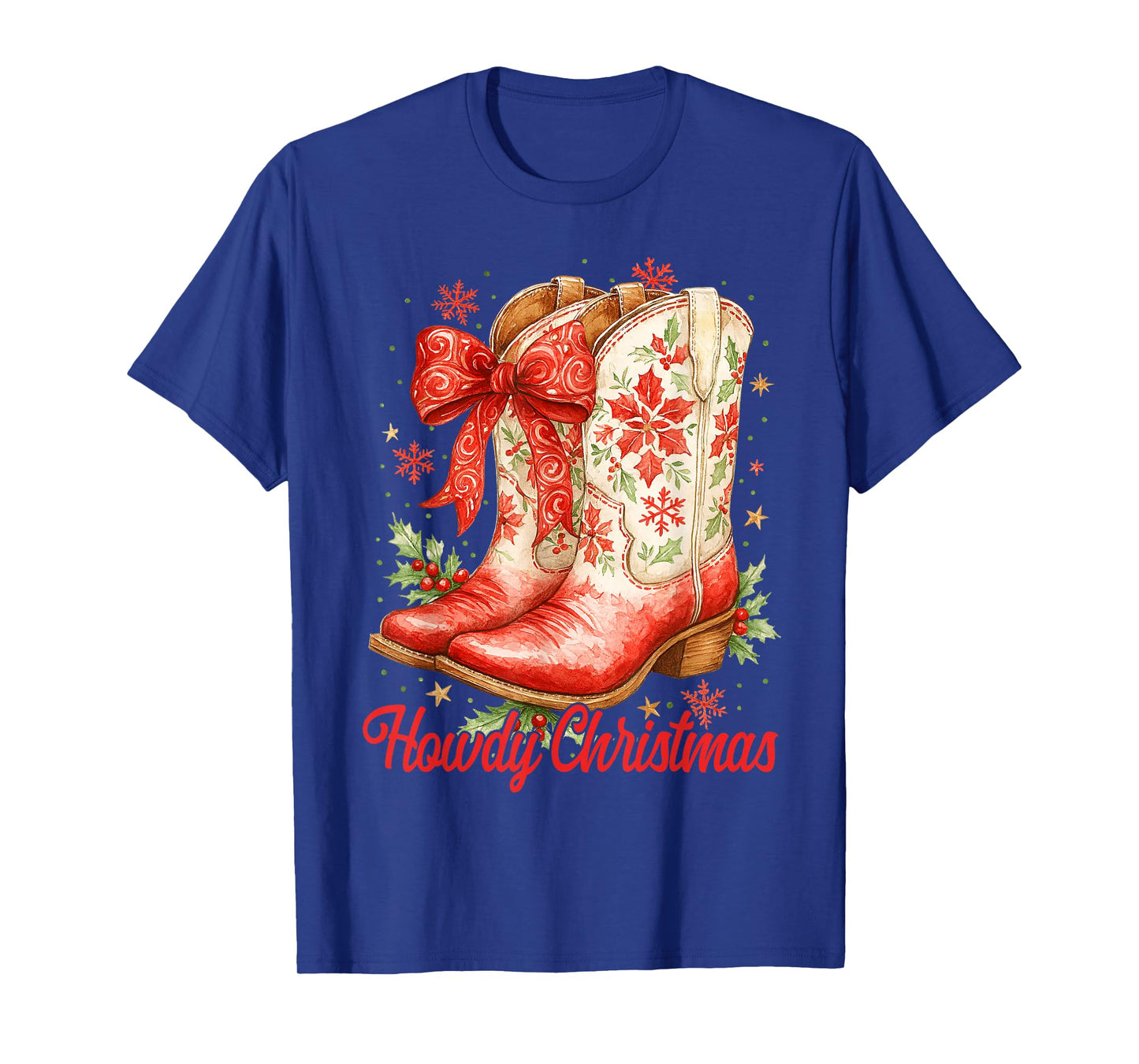 Howdy Christmas Family Pajamas Coquette Bow Cowgirl Boots T-Shirt