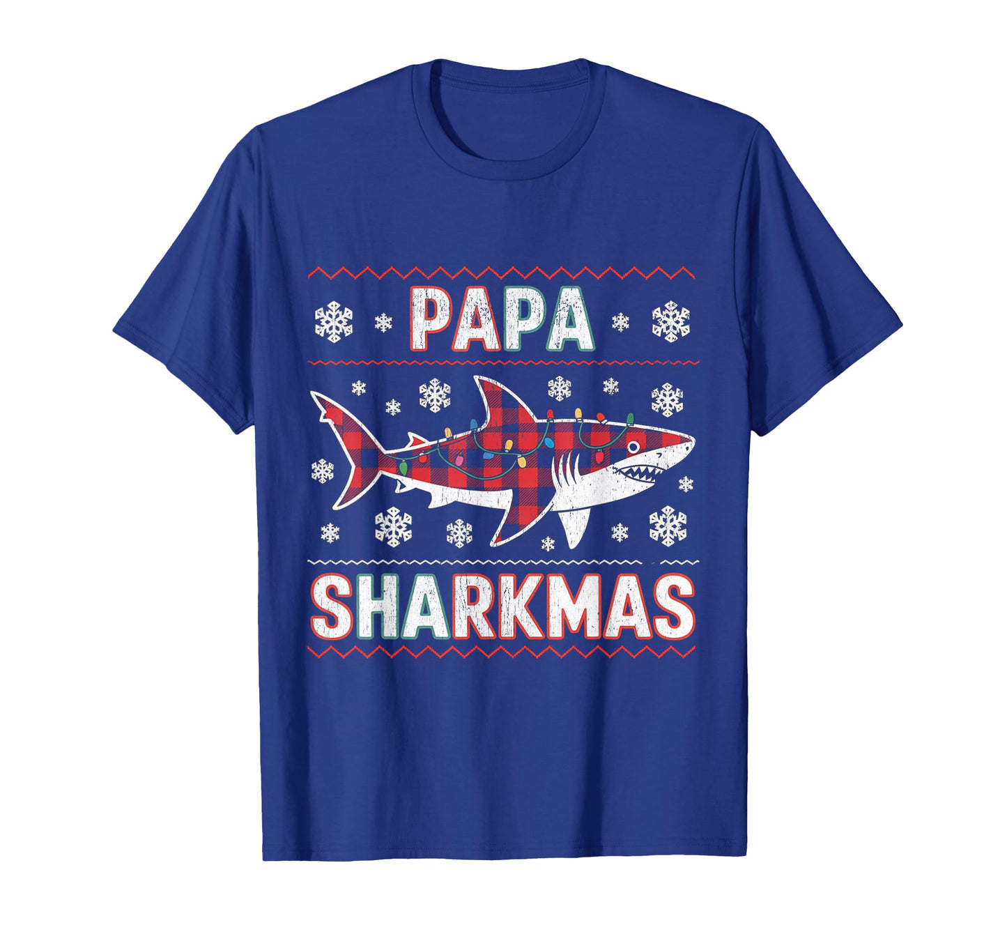 Papa Sharkmas Funny Shark Santa Hat Ugly Christmas Sweater T-Shirt