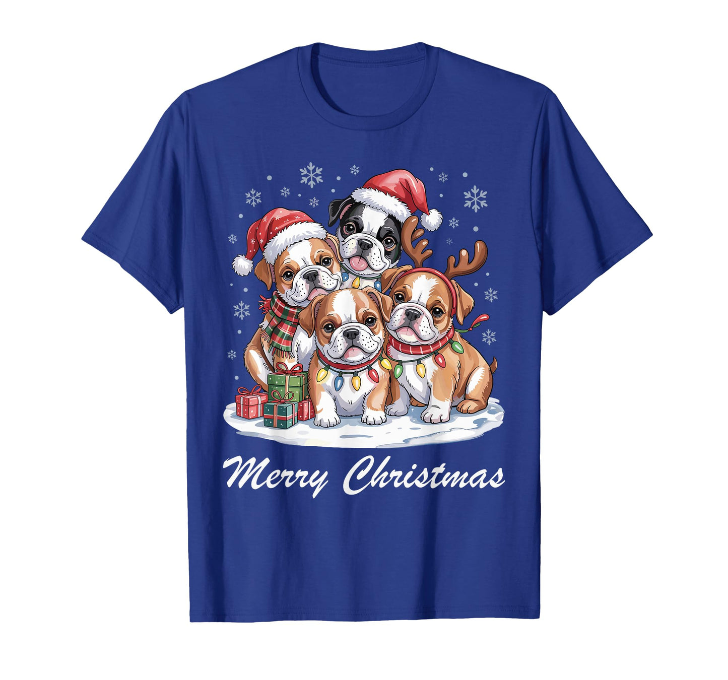 Bulldog Merry Christmas Funny Dog Lovers Holiday Pajama T-Shirt