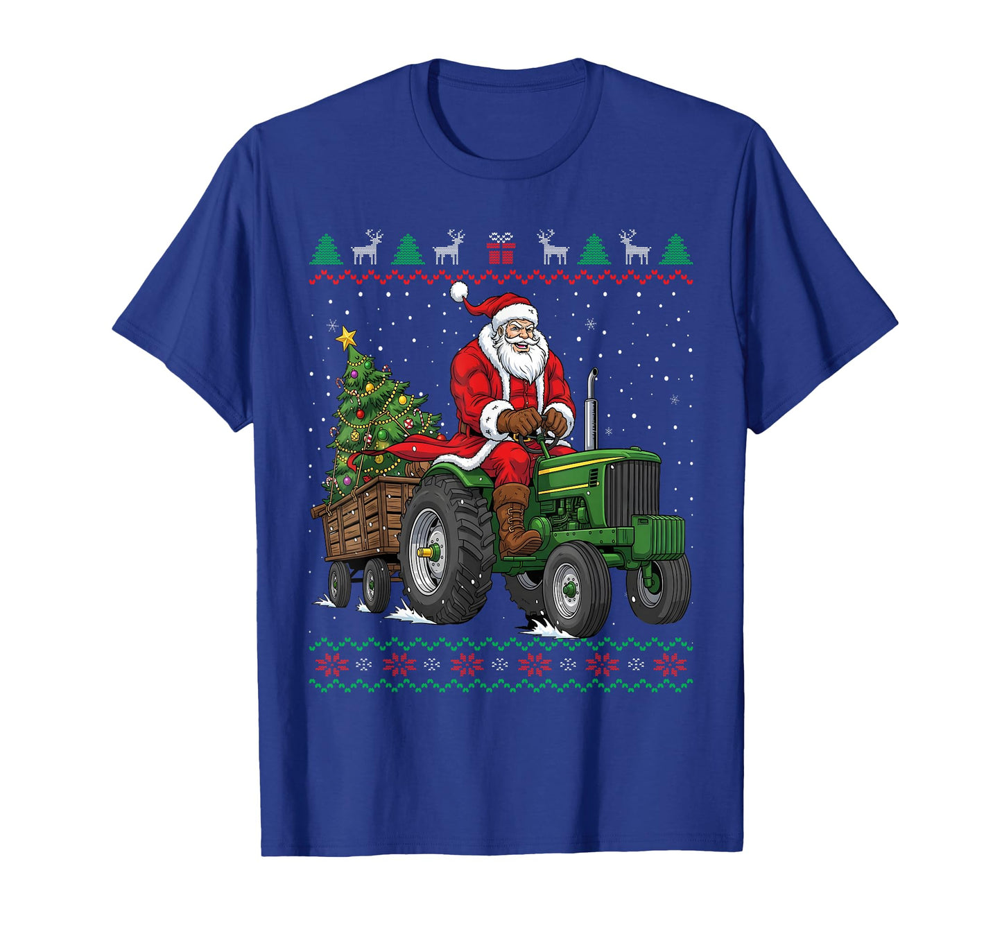 Santa Claus Tractor Farmer Ugly Christmas Sweater T-Shirt