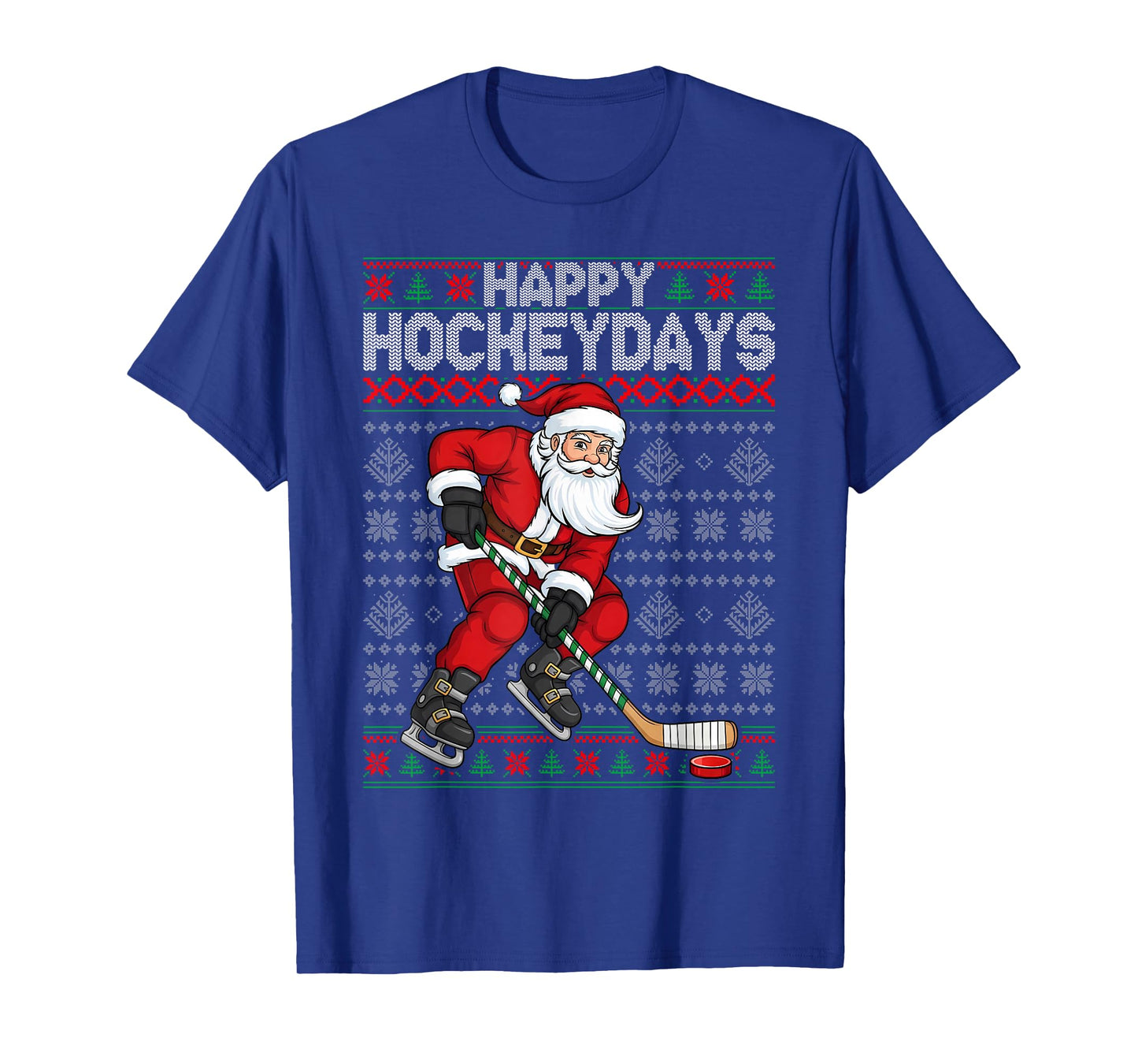 Ice Hockey Ugly Christmas Santa Claus Happy Hockeydays T-Shirt