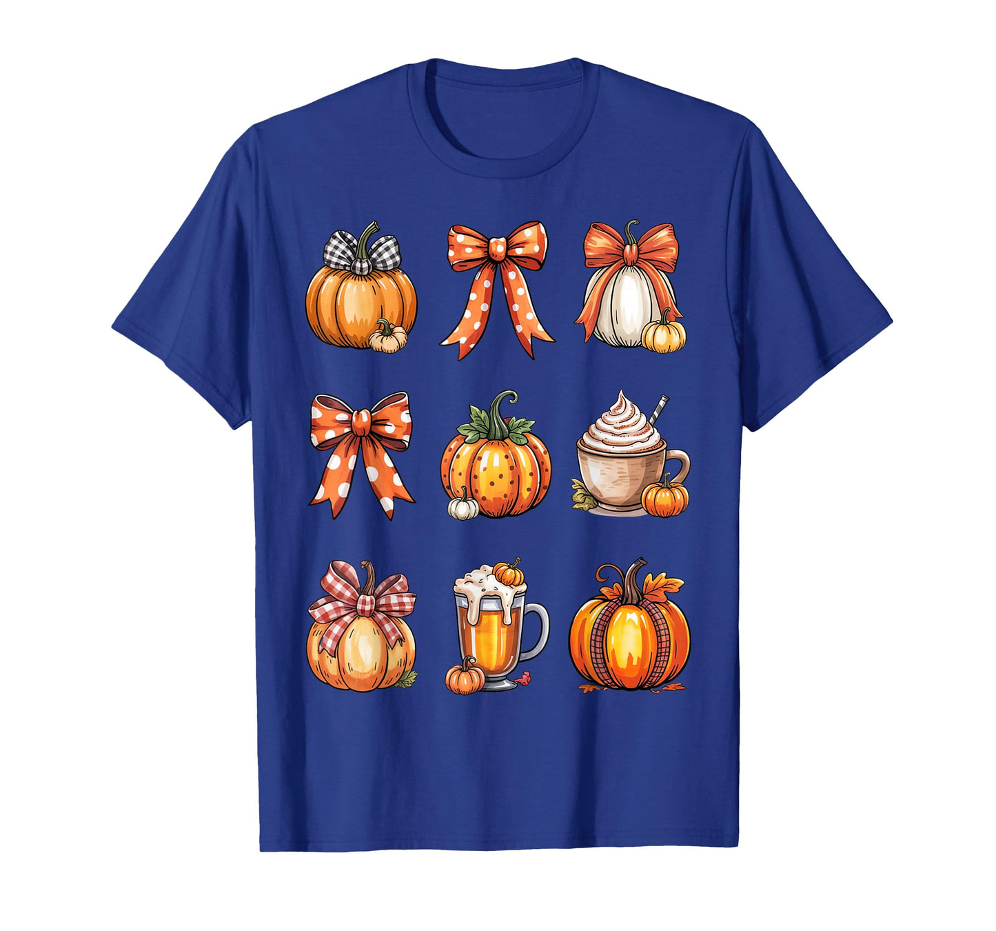 Retro Thanksgiving Pumpkin Coquette Bow Pumpkin Spice Plaid T-Shirt