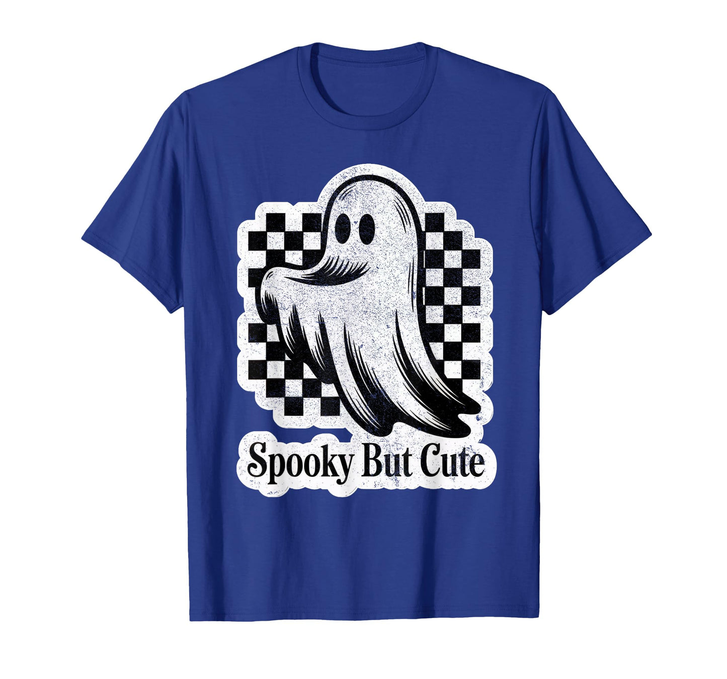 Spooky But Cute Ghost Checkerboard Style for Fall Halloween T-Shirt