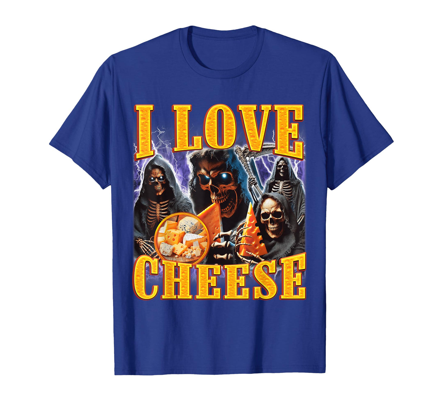 I Love Cheese Funny Skeleton Meme Weird T-Shirt