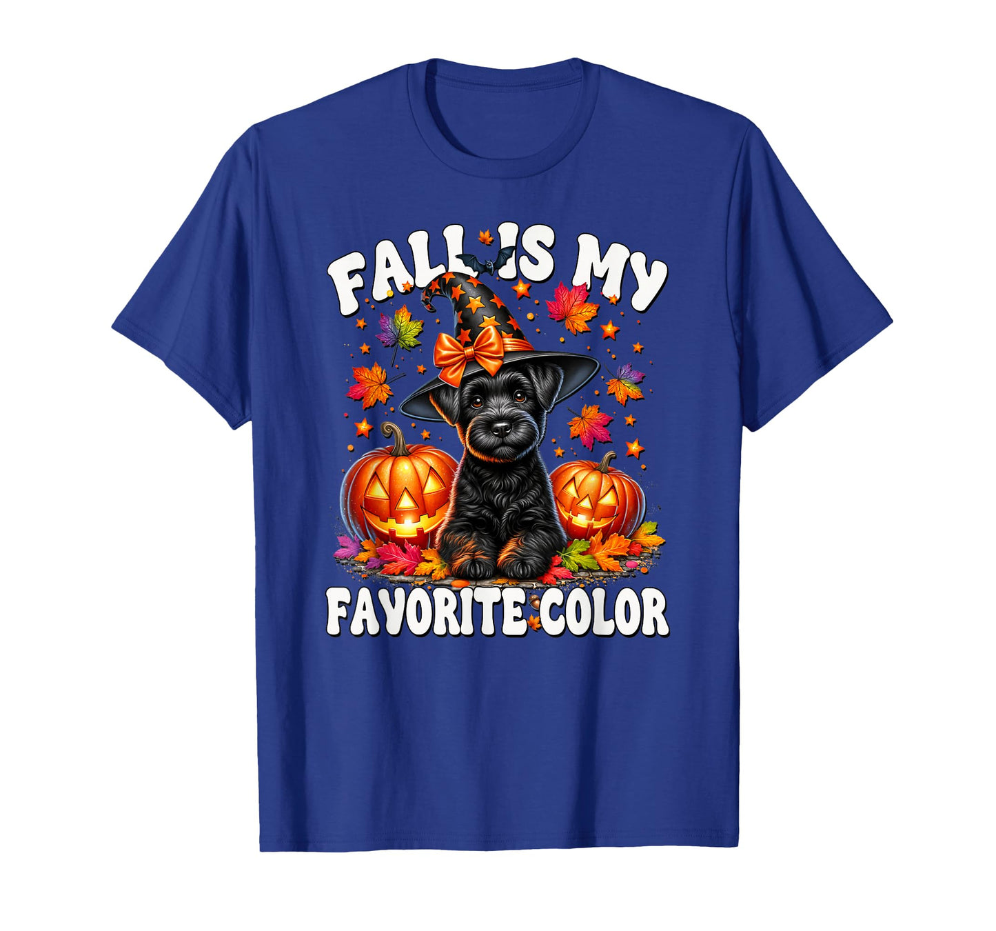 Cute Schnauzer Halloween Pumpkin Fall is My Favorite Color T-Shirt