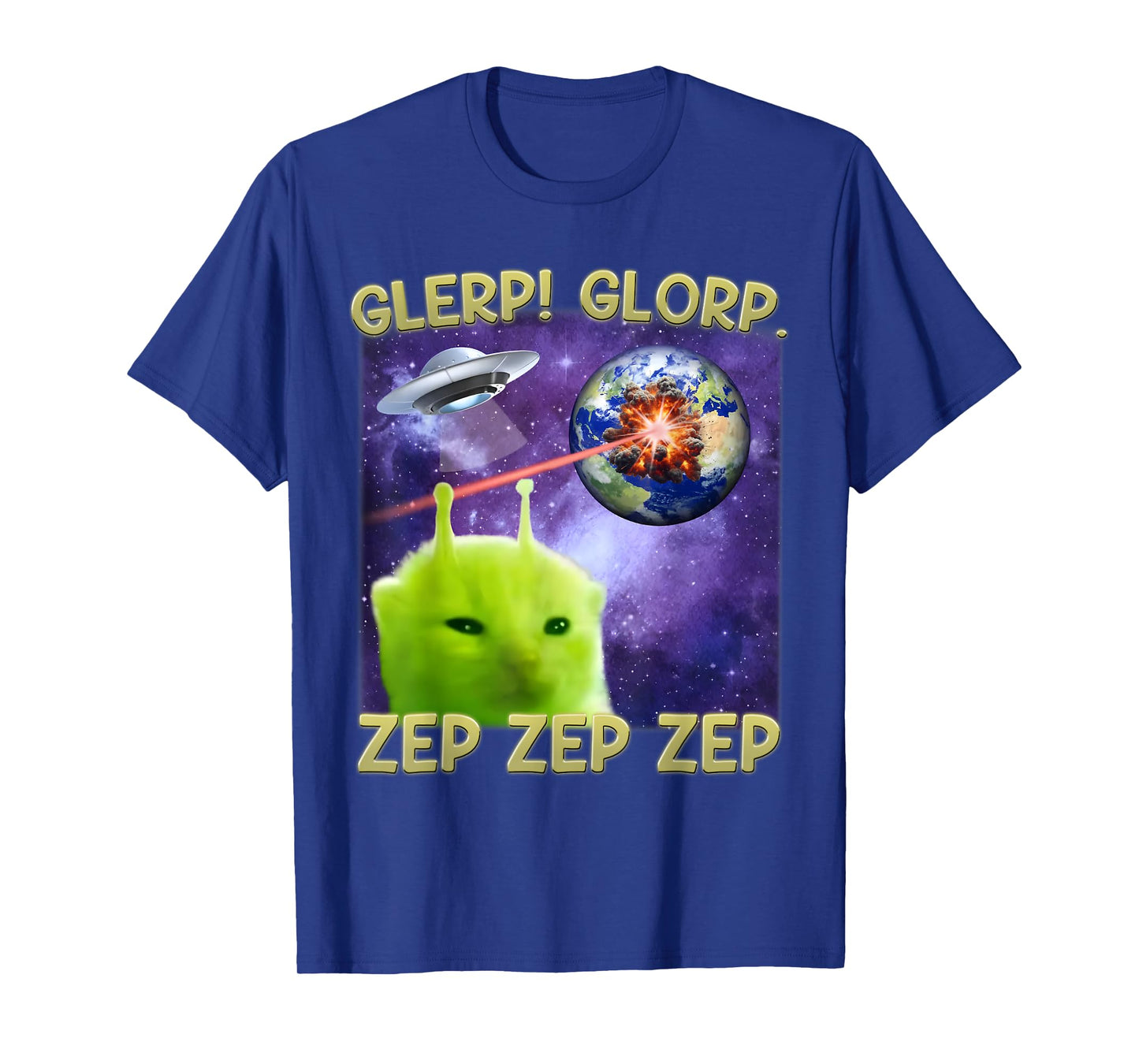 Glerp Glorp Funny Alien Cat Brainrot Dank Memes Men Women T-Shirt