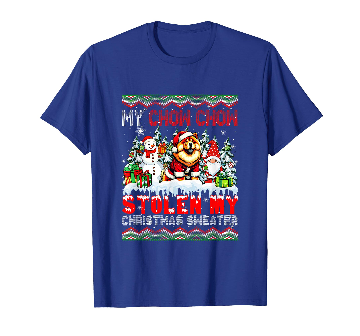 My Chow Chow Stolen My Christmas Sweater Santa Dog Gnome T-Shirt