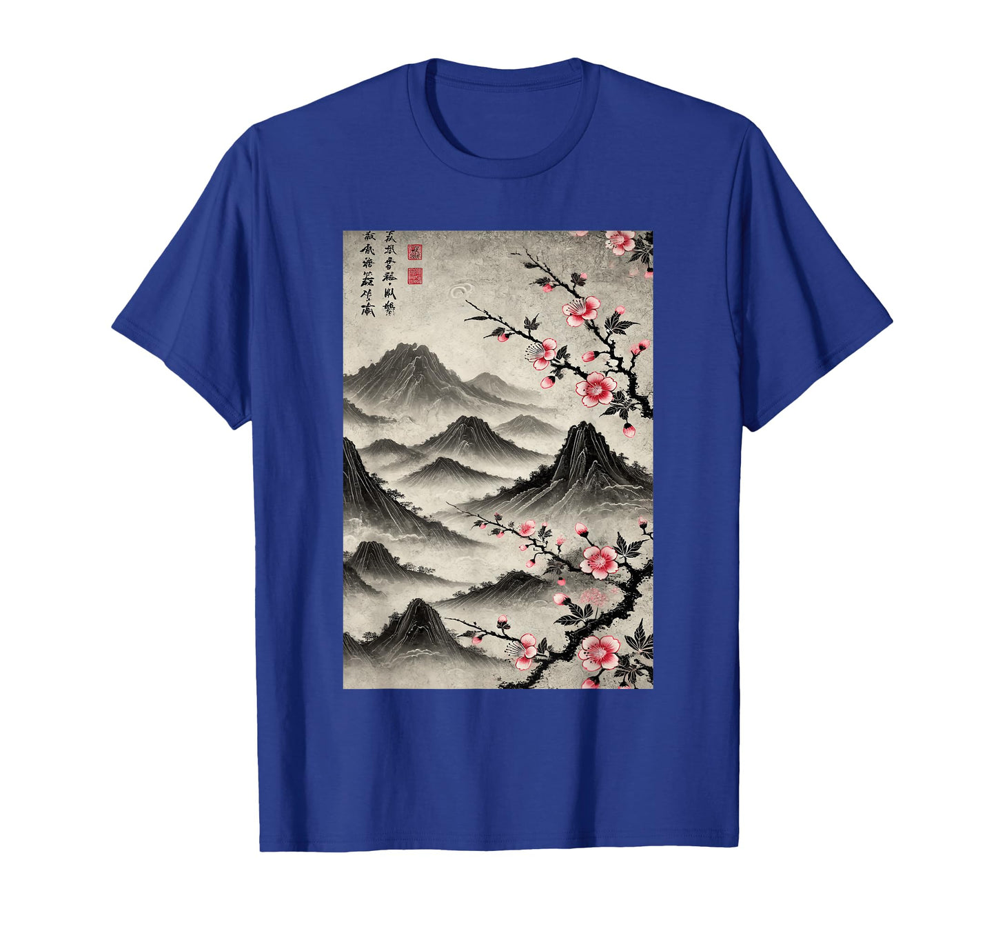 Japanese Graphical Art Vintage Cherry Blossom Woodblock T-Shirt