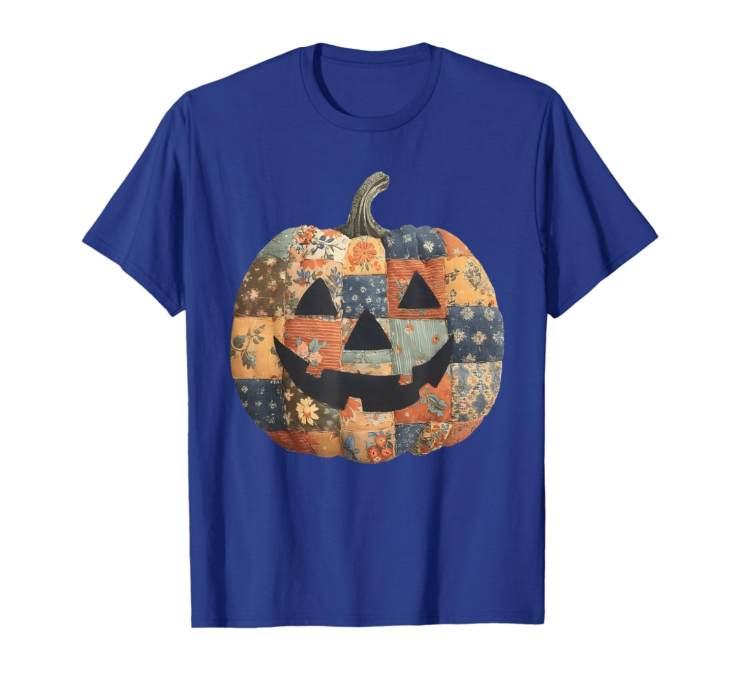 Vintage Halloween Patchwork Pumpkin Quilted Fall Aesthetic T-Shirt