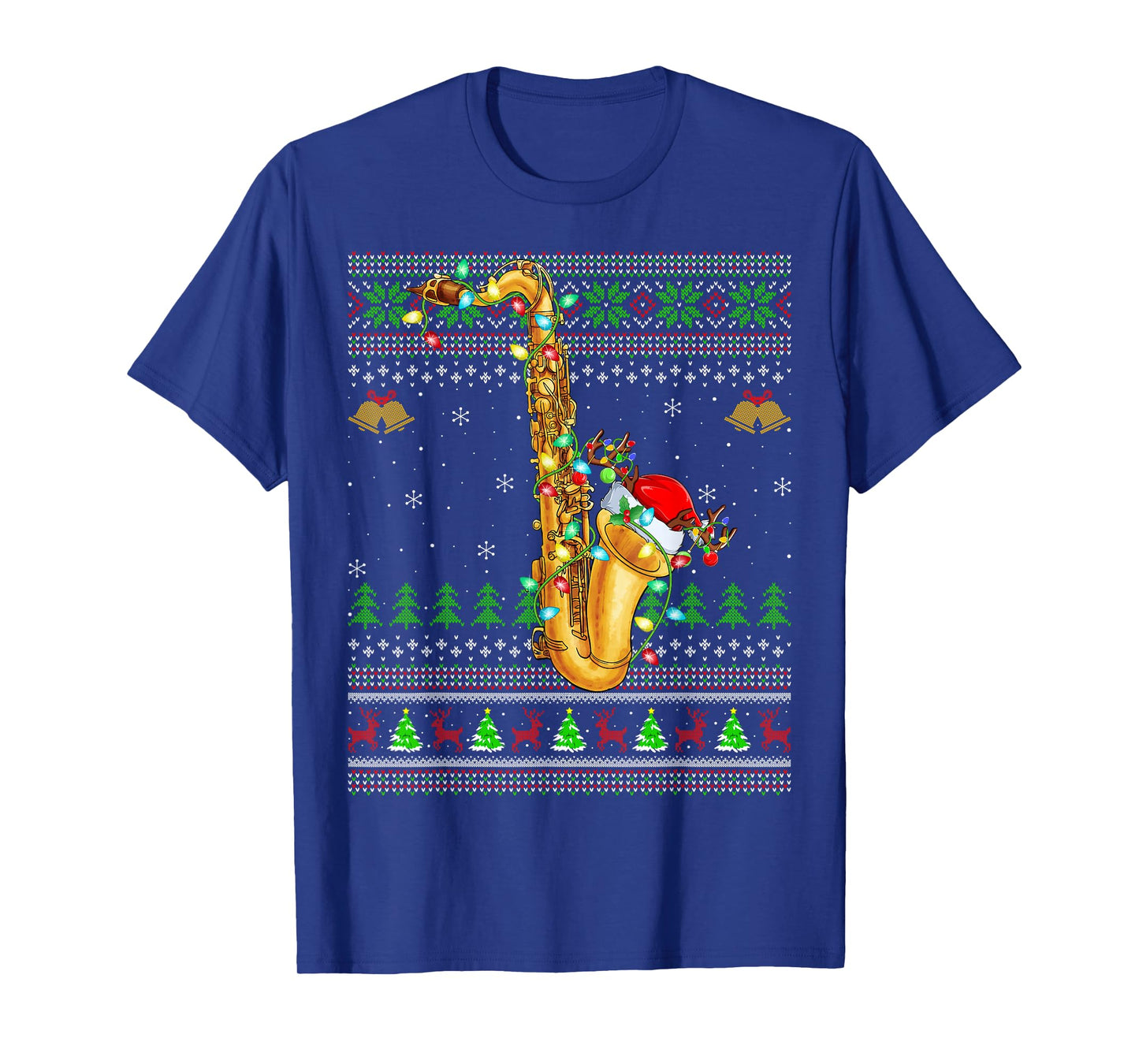 Saxophone Ugly Christmas Sweaters Saxophone Music Lover Xmas T-Shirt