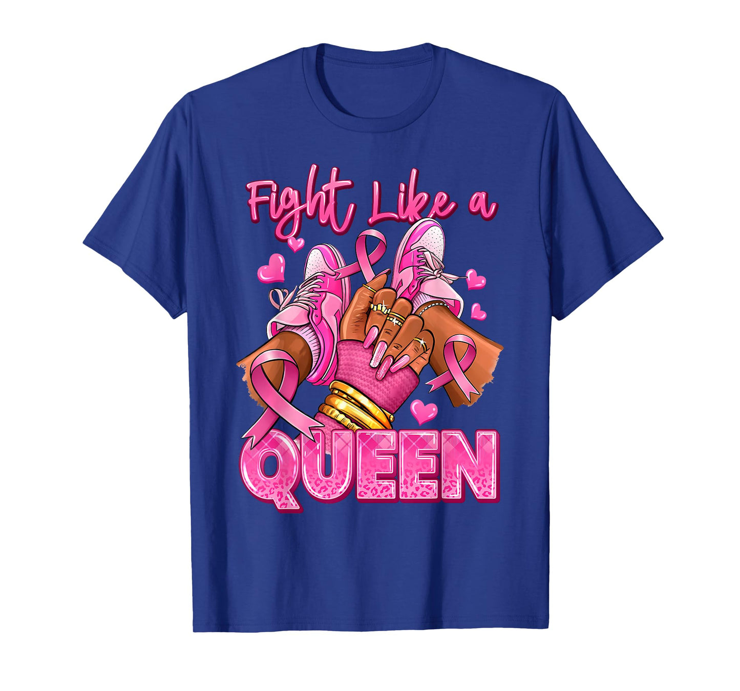 Afro Queen Black Women Breast Cancer Survivor Pink Ribbon T-Shirt