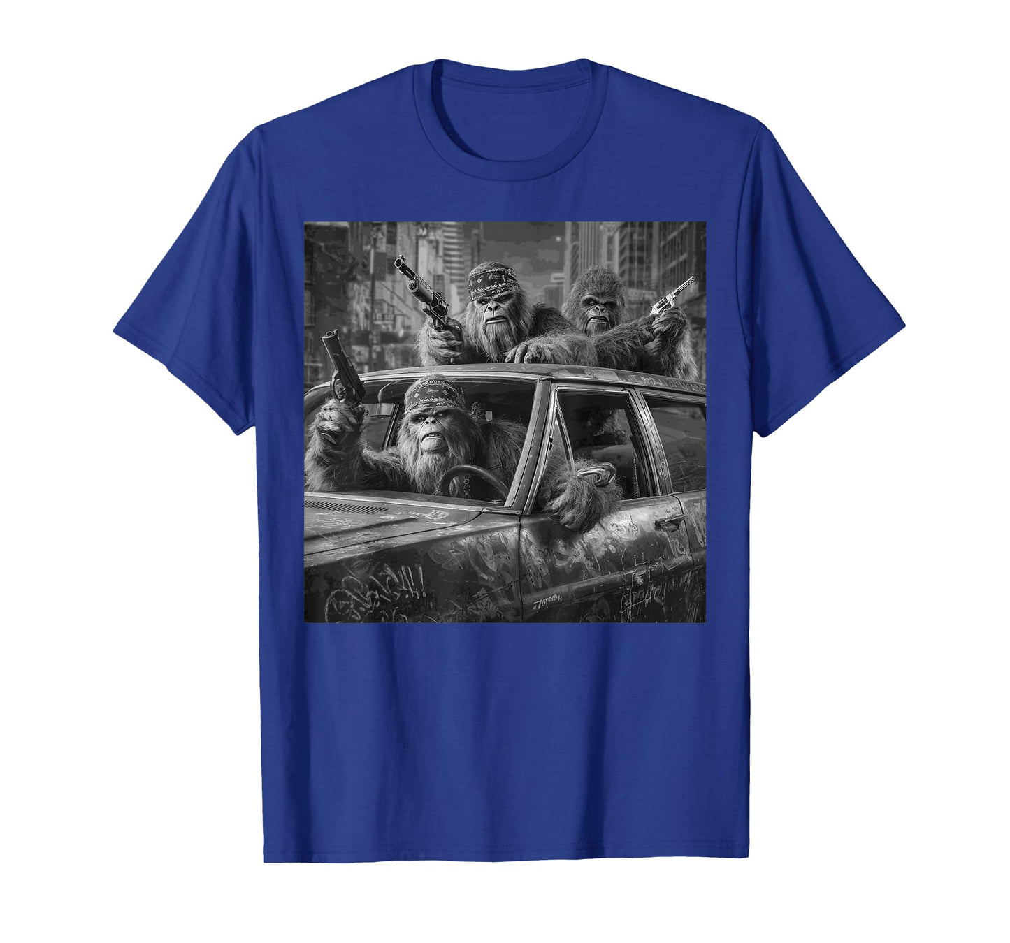 Funny Graphic Bigfoot Sasquatch Gangster Adult Funny T-Shirt