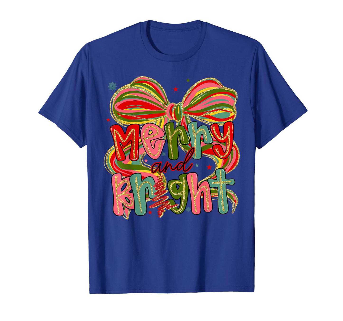 Merry & Bright Christmas Xmas Coquette Bow Pajamas Holiday T-Shirt