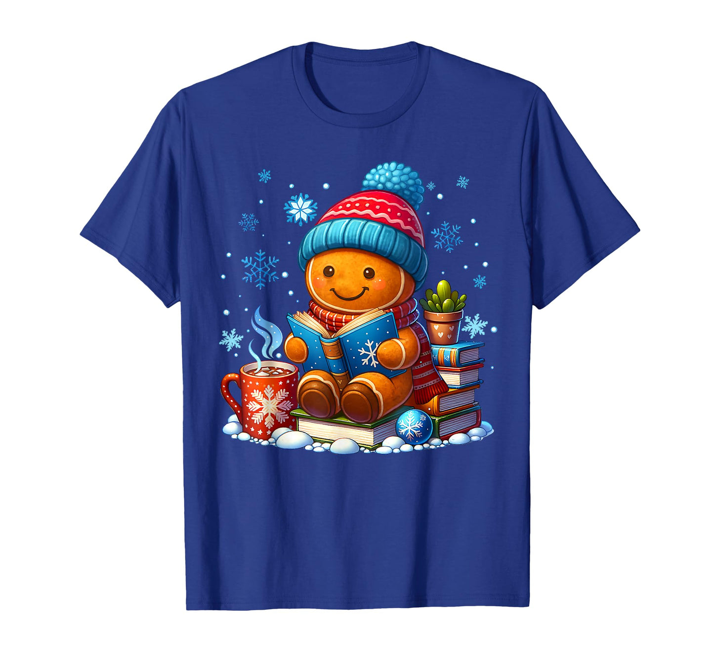 Gingerbread Reading Book Snowflake Christmas Pajamas Holiday T-Shirt