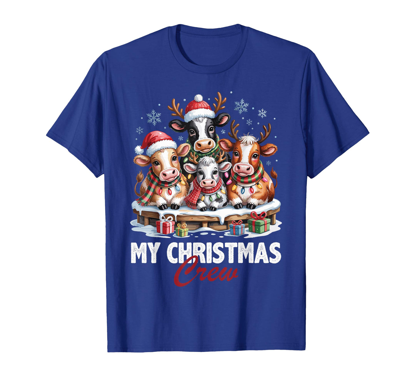 Cow Christmas Crew Cute Animals Lovers Funny Holiday Pajama T-Shirt