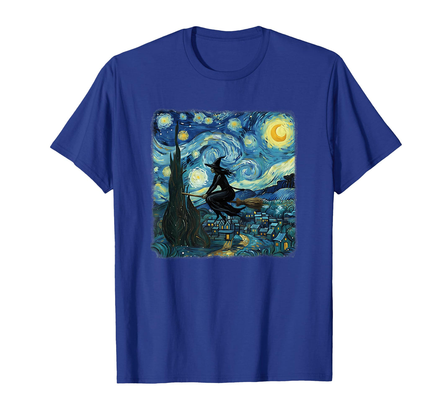 Funny Witch Flying Broomstick Starry Night Halloween T-Shirt