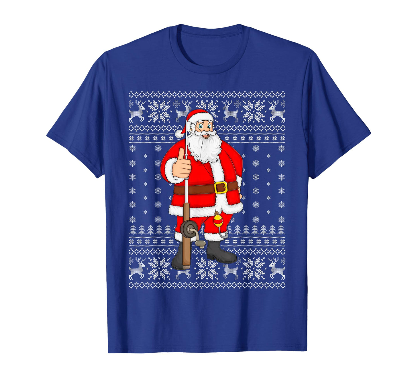 Fishing Santa Ugly Christmas Sweaters Funny Fisherman Xmas T-Shirt