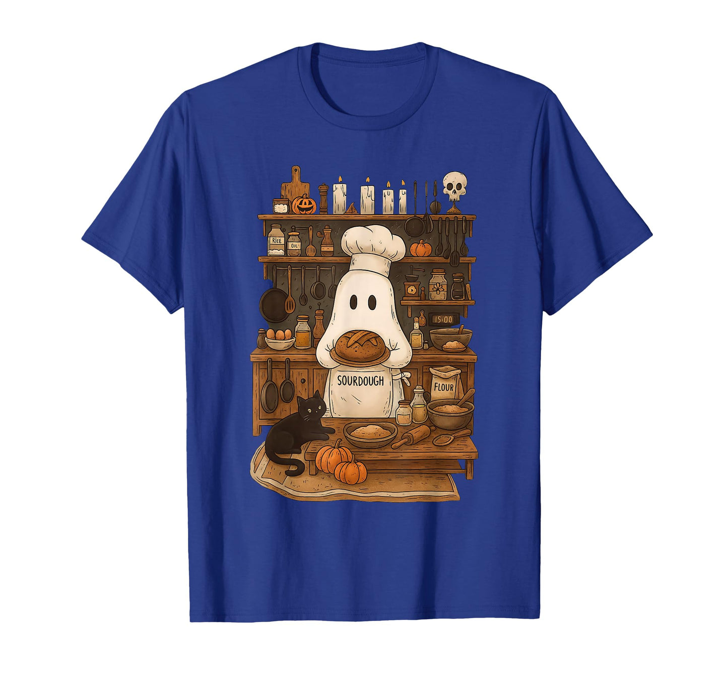 Retro Ghost Baking Sourdough Halloween Spooky Chef Baker T-Shirt