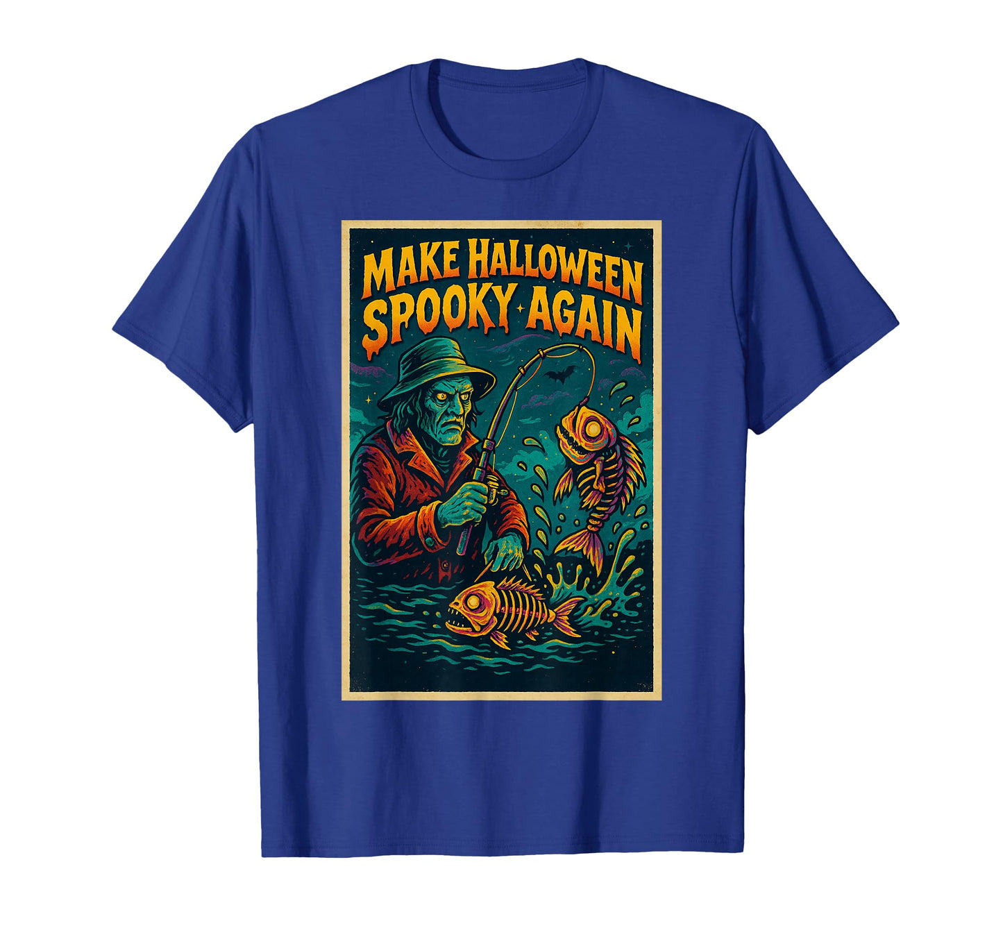Spooky Zombie Fishing Funny Make Halloween Spooky Again T-Shirt