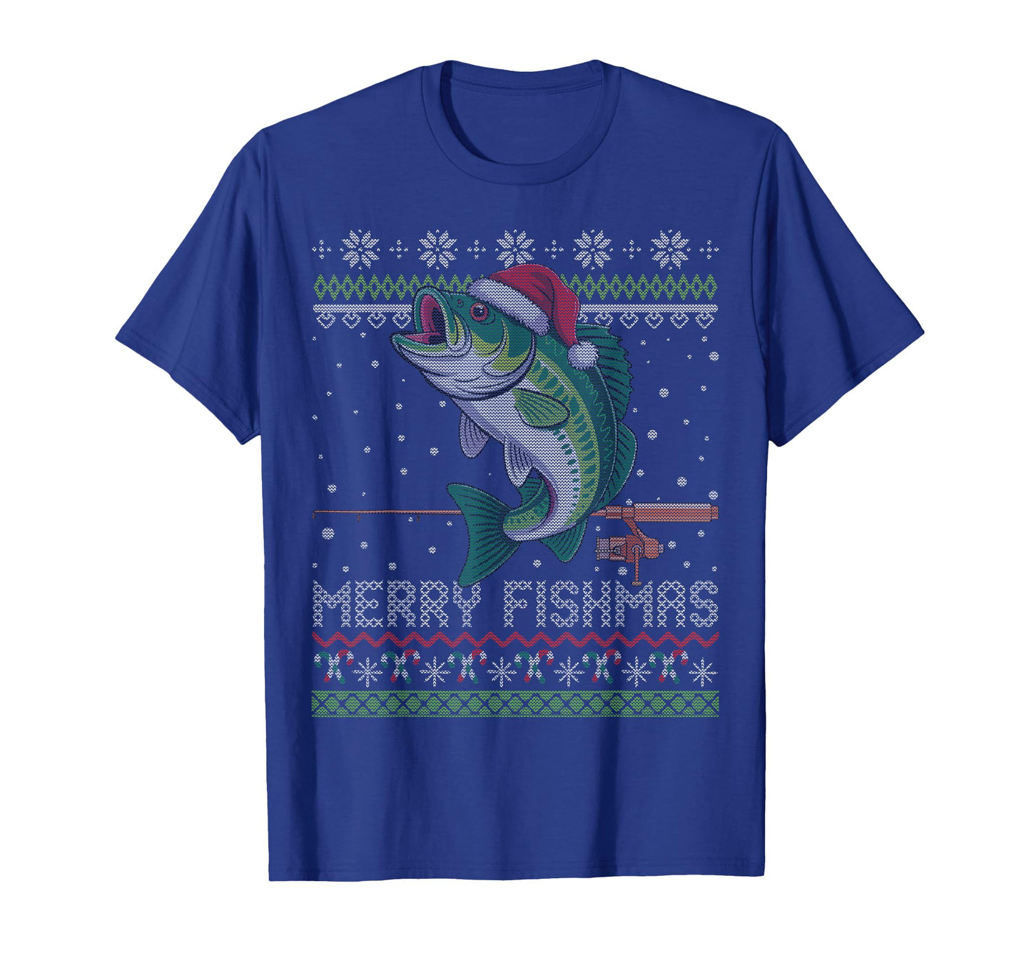 Merry Fishmas Bass Fish Funny Ugly Christmas Fishing T-Shirt