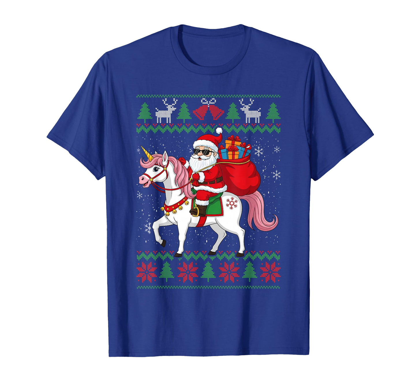Santa Riding Unicorn, Ugly Christmas Sweater, Women Girls T-Shirt