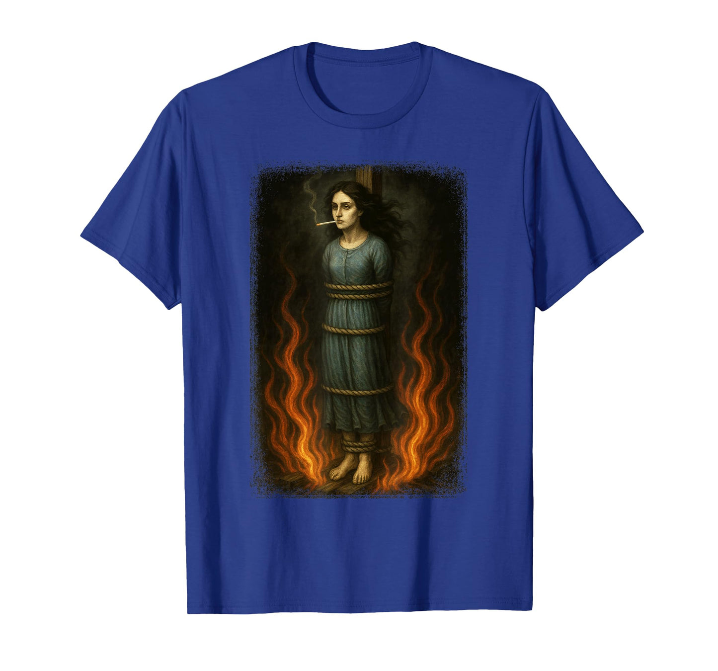 Witch Lighting Cigarette with Flames Occult Unholy Funny T-Shirt