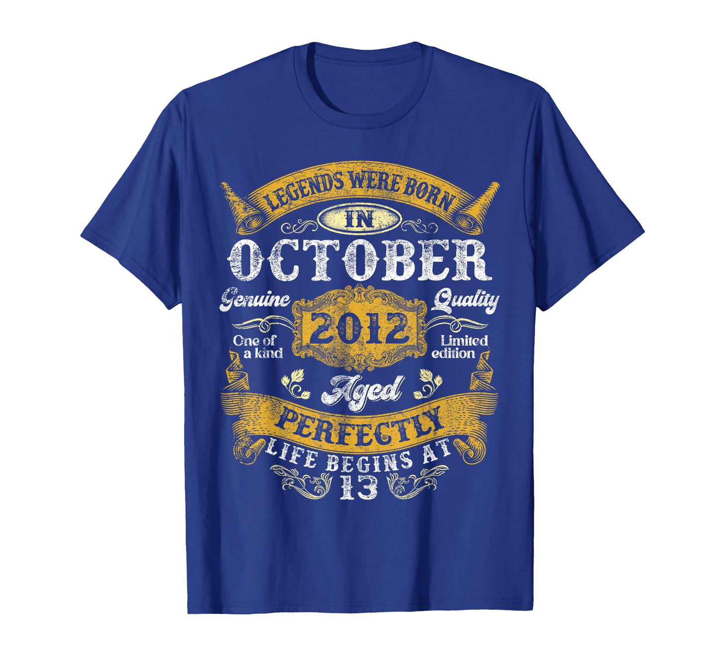 Legends Were Born In October 2012 Vintage 13th Birthday Boys T-Shirt